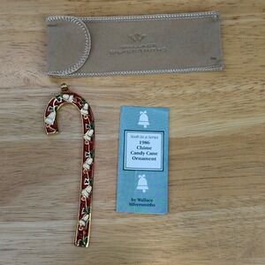 Wallace Silversmiths 1986 Chime Candy Cane Ornament 6th Series Enamel Gold Tone